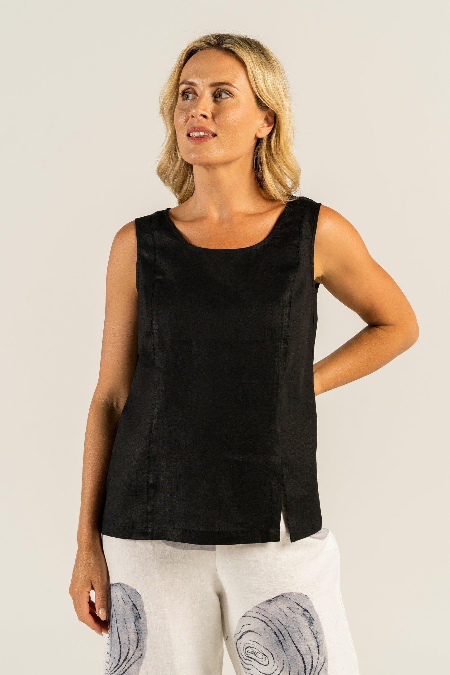 See Saw    Linen Shell Top   Black   -  Sizes:  8 10 12