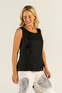 See Saw    Linen Shell Top   Black   -  Sizes:  8 10 12
