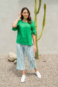 SALE  See Saw   Emerald/White Two-Way Stripe Pant  -  Sizes: 12 14