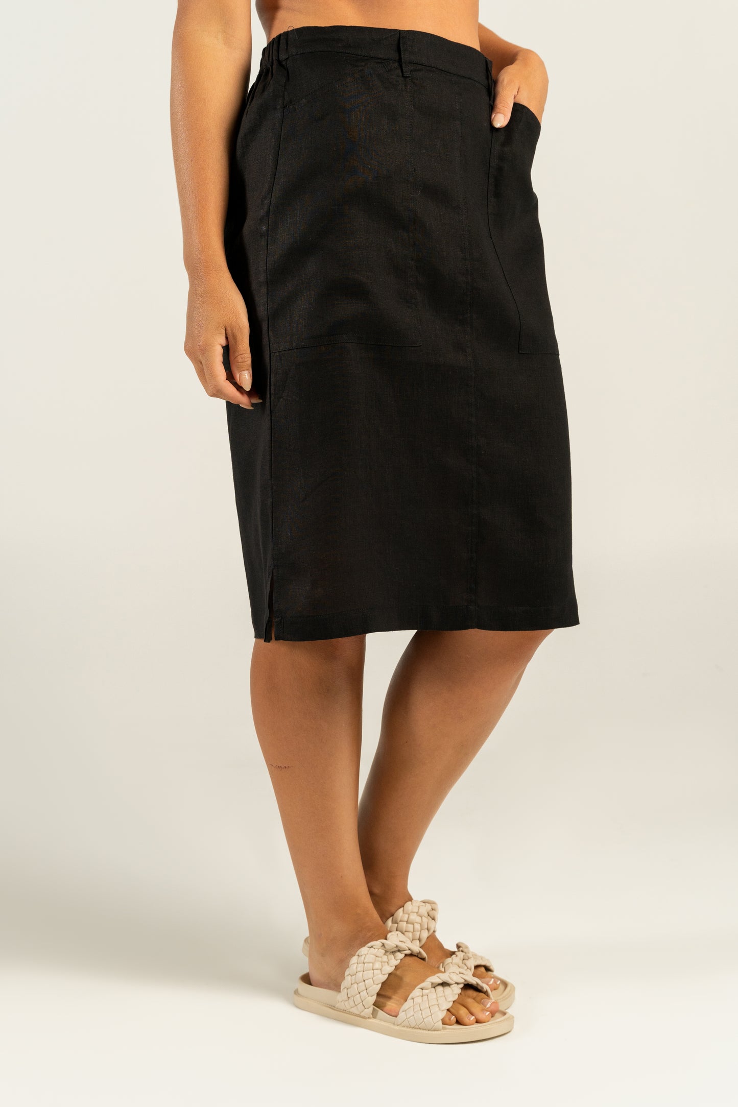 SALE  See Saw   Black Linen Classic Skirt   -   Sizes:  8