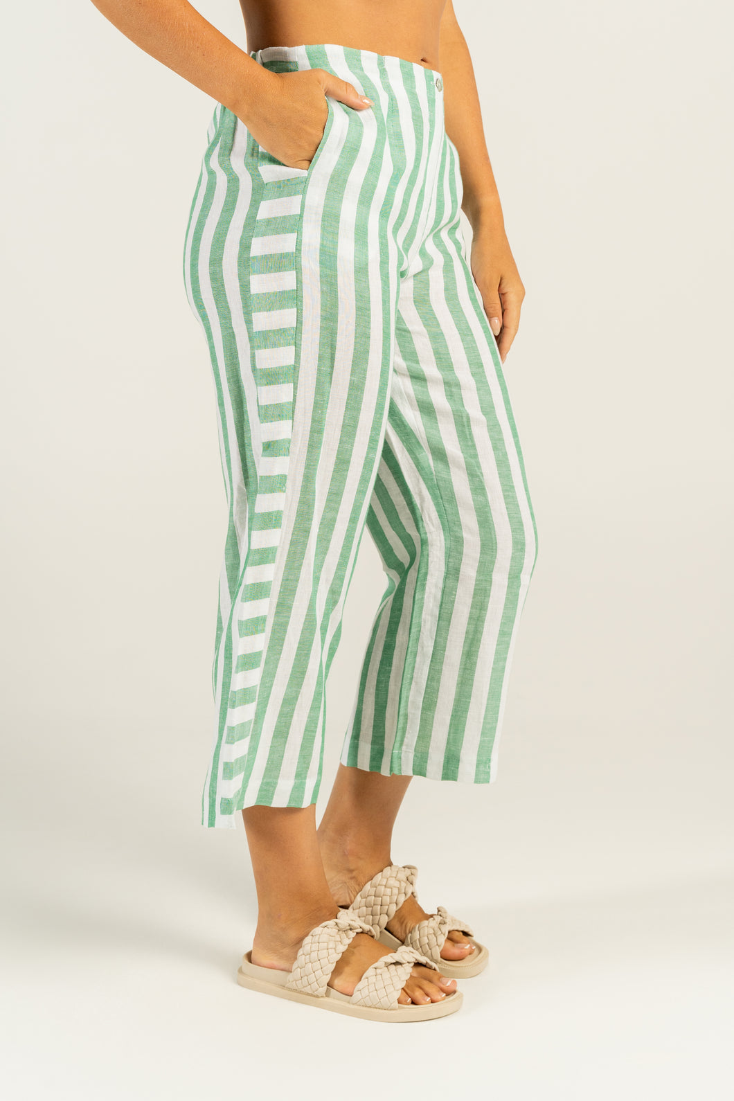 SALE  See Saw   Emerald/White Two-Way Stripe Pant  -  Sizes: 12 14