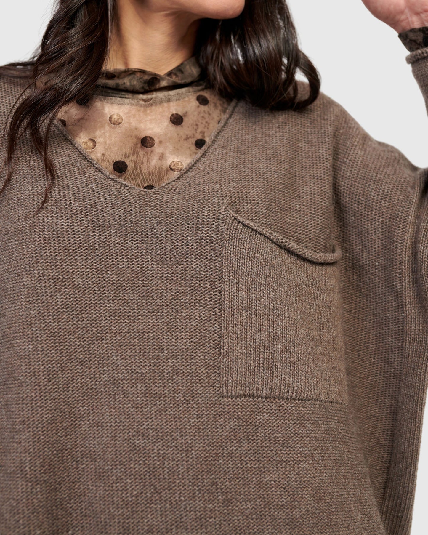 Alembika Basic Pullover Sweater - Brown - Sizes: S M