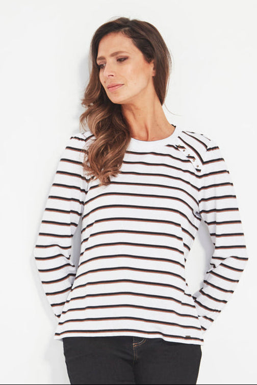 Verge "Scatter Top" - White Stripe - Sizes: S   L  XL