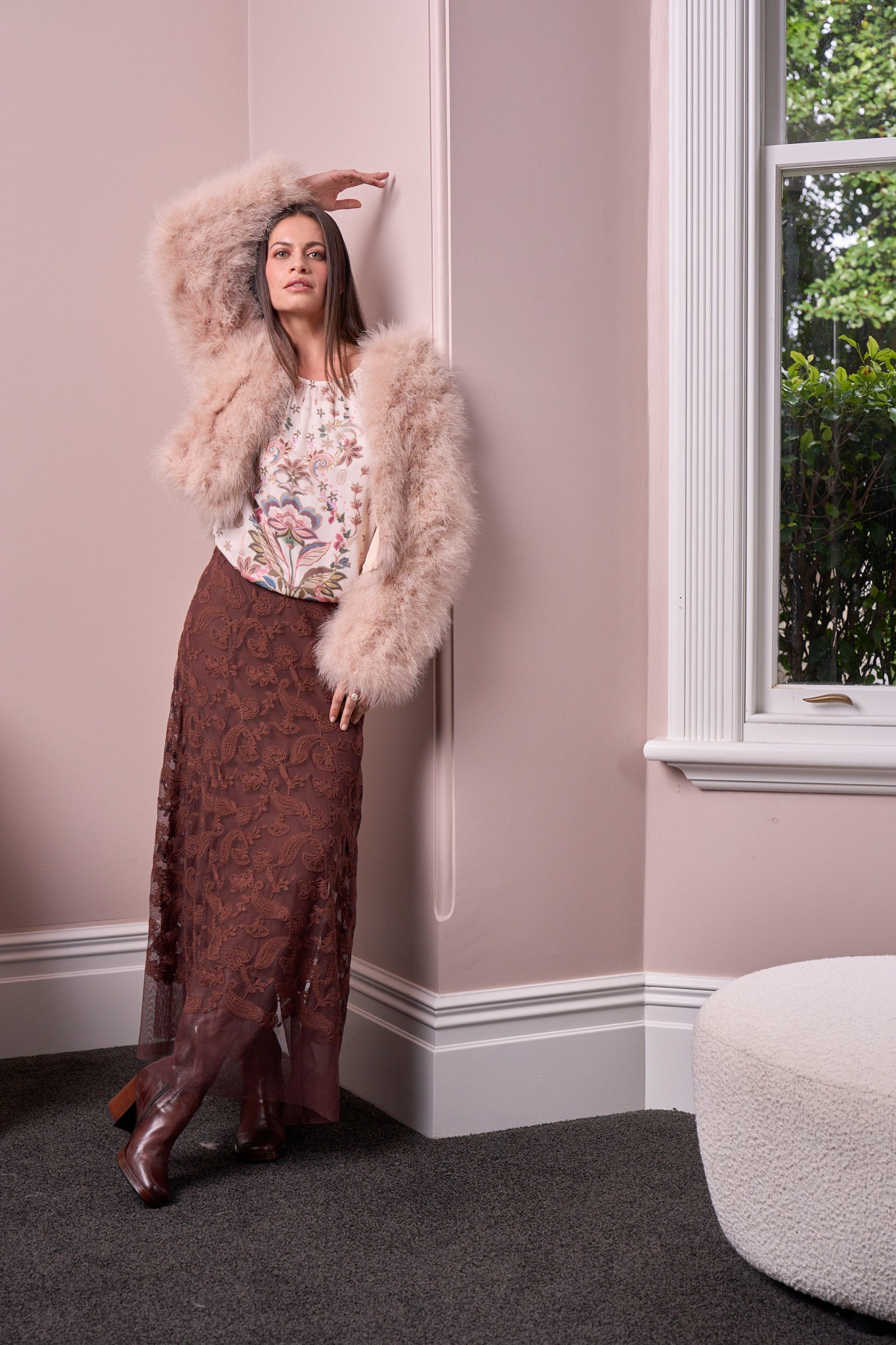 Loobie's Story "Filigree" Skirt - Cocoa - Sizes: 10 12 14