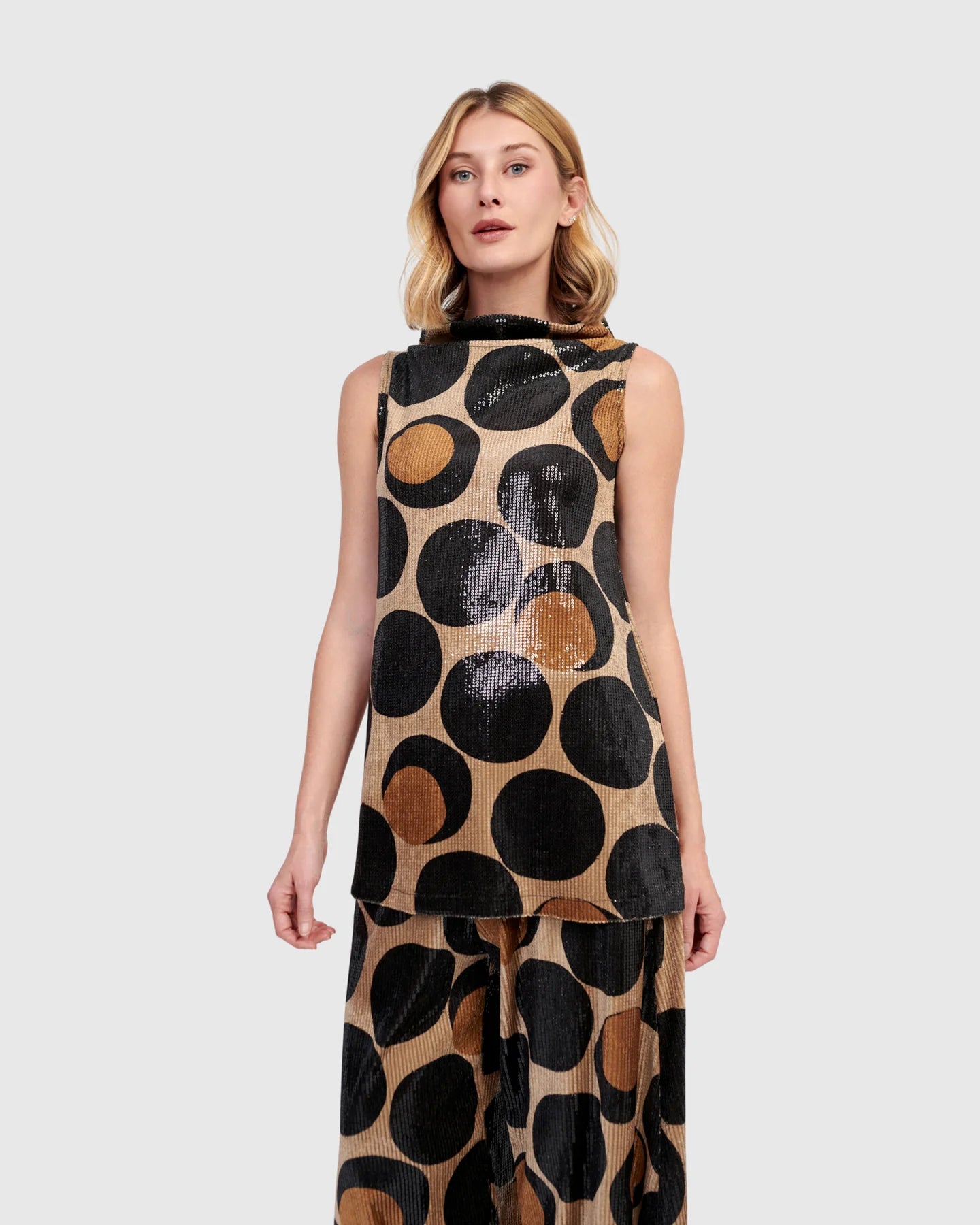 Alembika Tinsel Sequin Bistro Top -  Eclipse Print - Sizes: S M