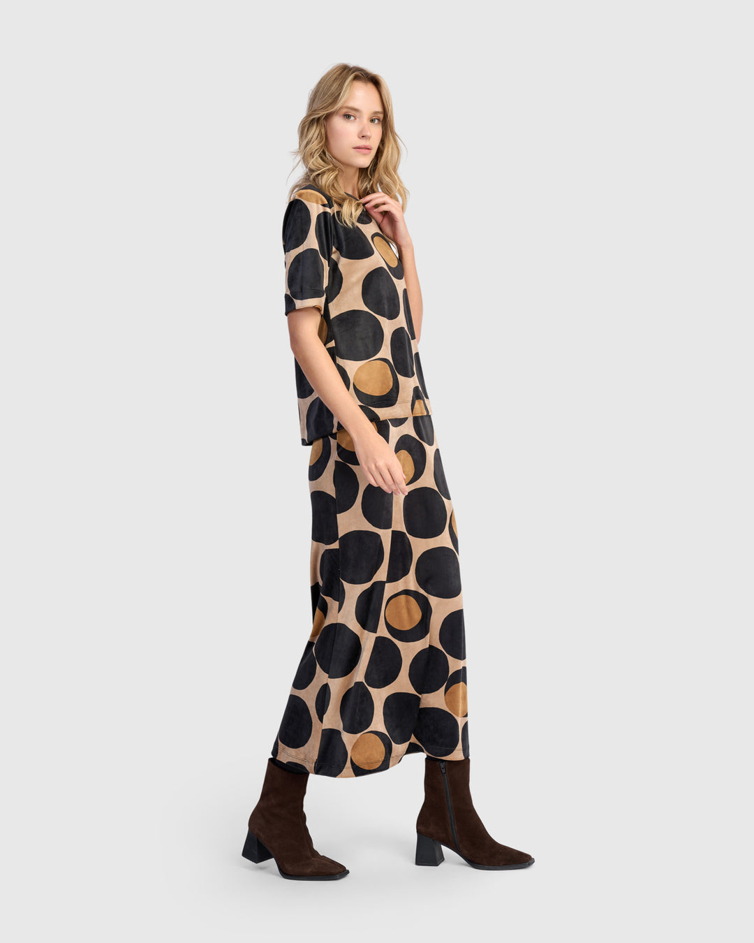 Alembika  Uma Velvet Mock Neck Tee - Eclipse Print - Sizes: S M