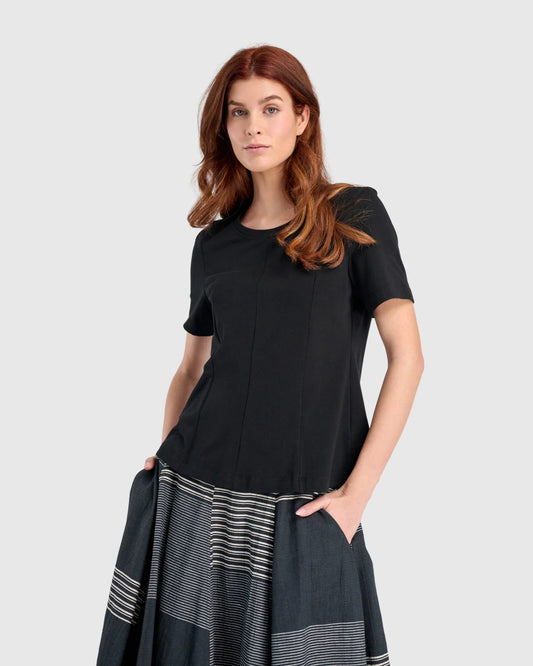 Alembika Essential Shaped Tee - Black - Sizes: 12(2) 14(3) 16(4)