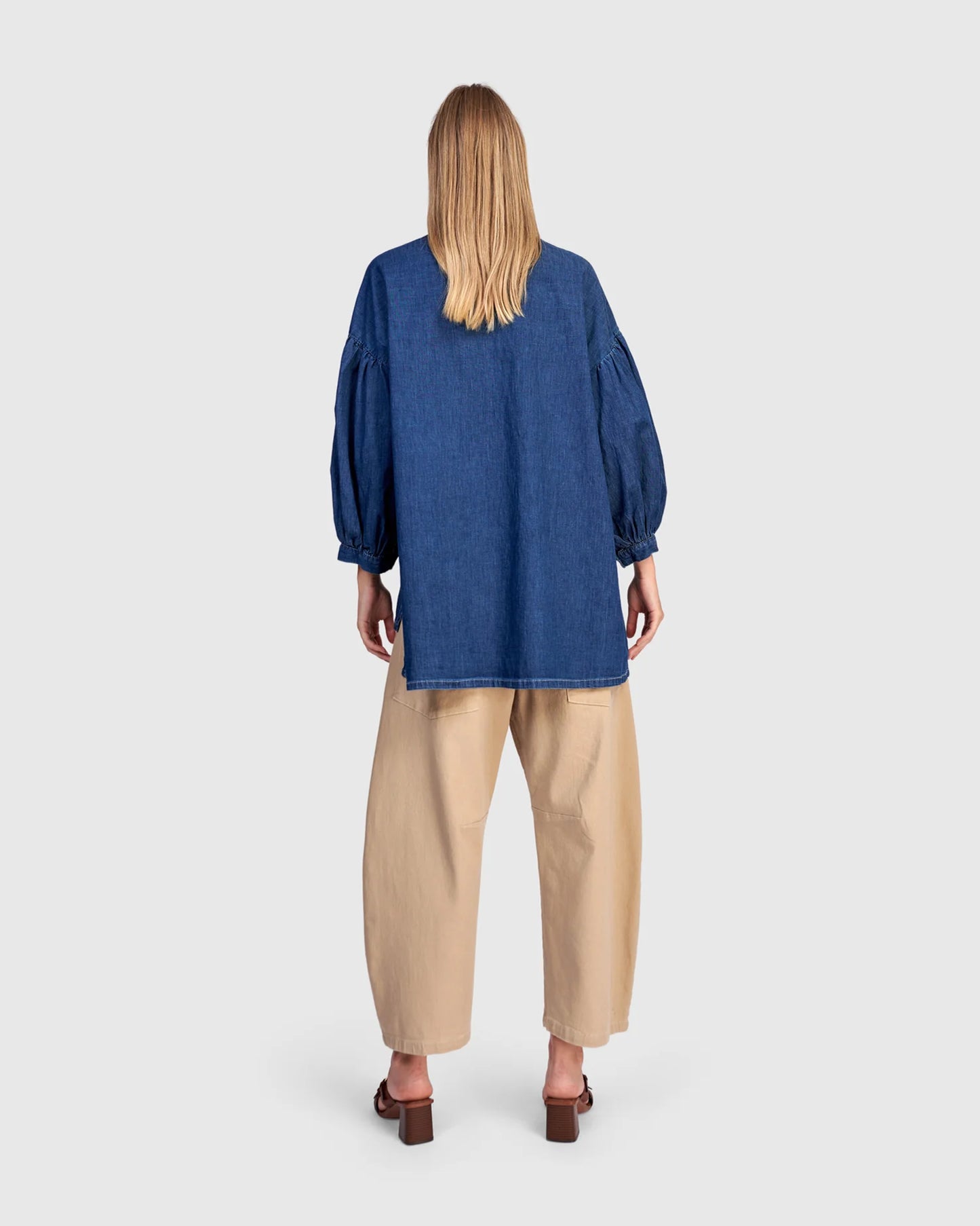 Alembika Penelope Puff Top - Denim - Sizes: XS S
