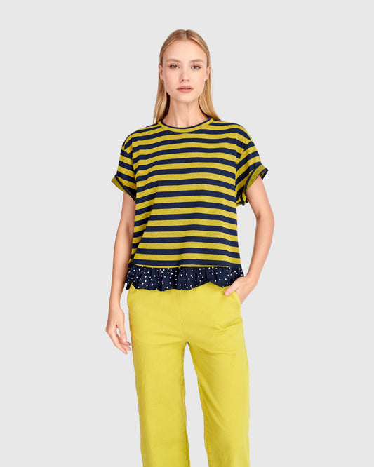 Alembika Tee With Frill Hem - Mix - Sizes: XS  M