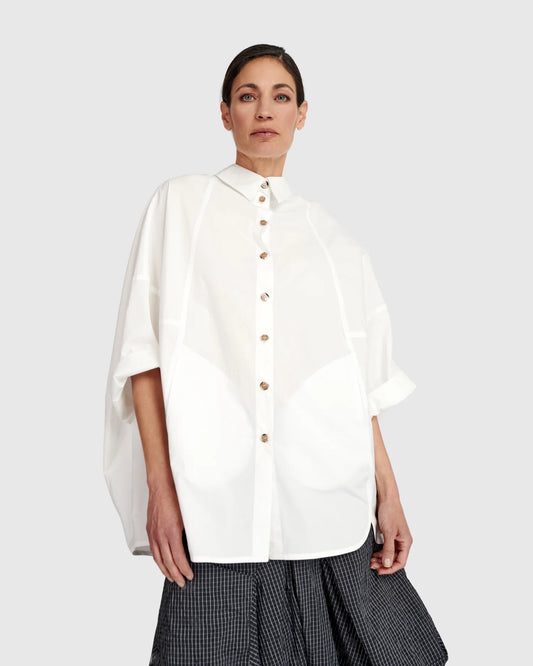 Urban by Alembika Oversized Circle Shirt - White - Sizes: S M