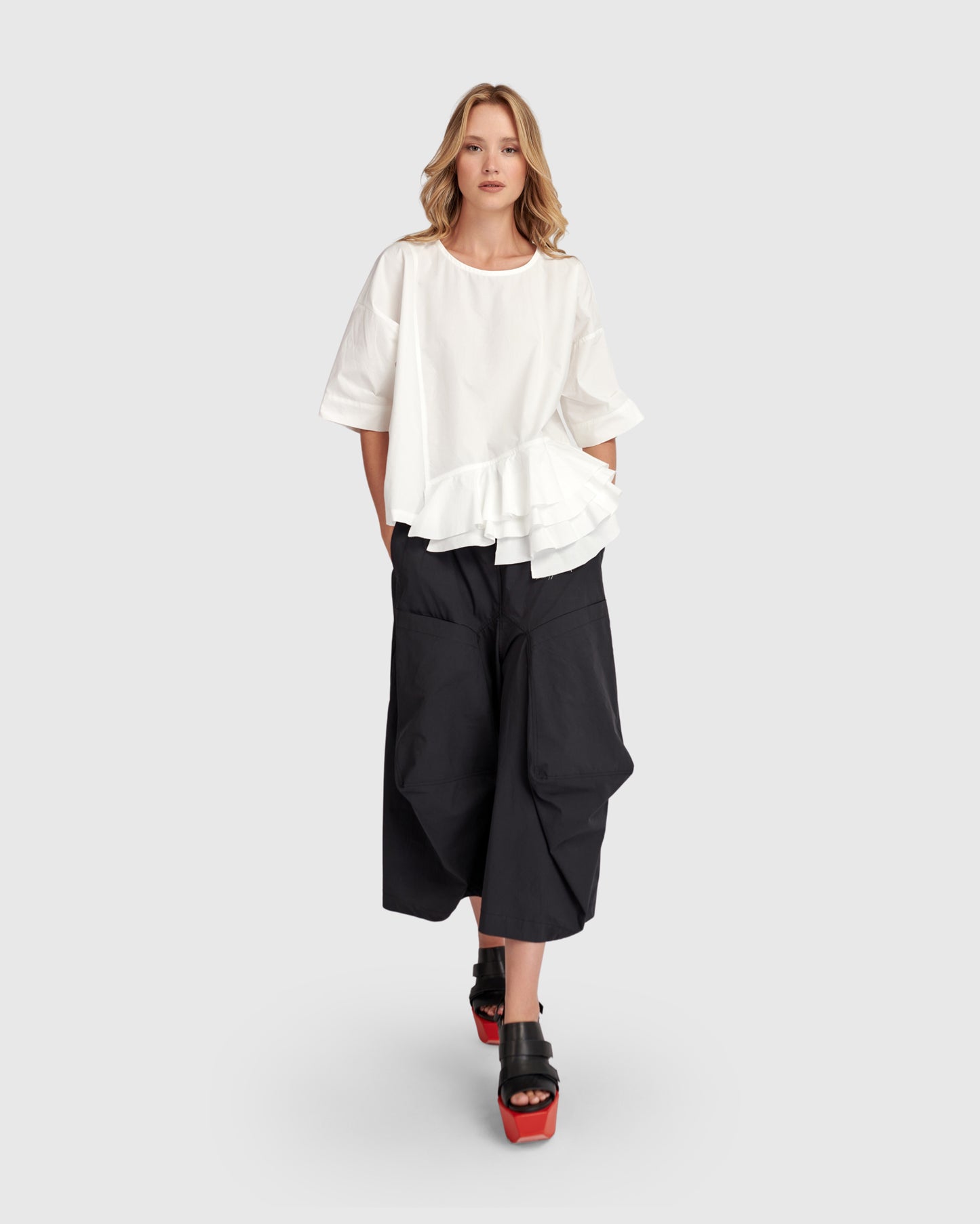 Urban By Alembika Match Ruffled Top - White - Sizes: M