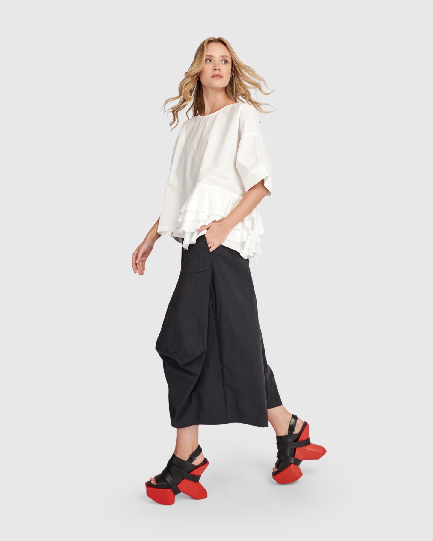 Urban By Alembika Match Ruffled Top - White - Sizes: M