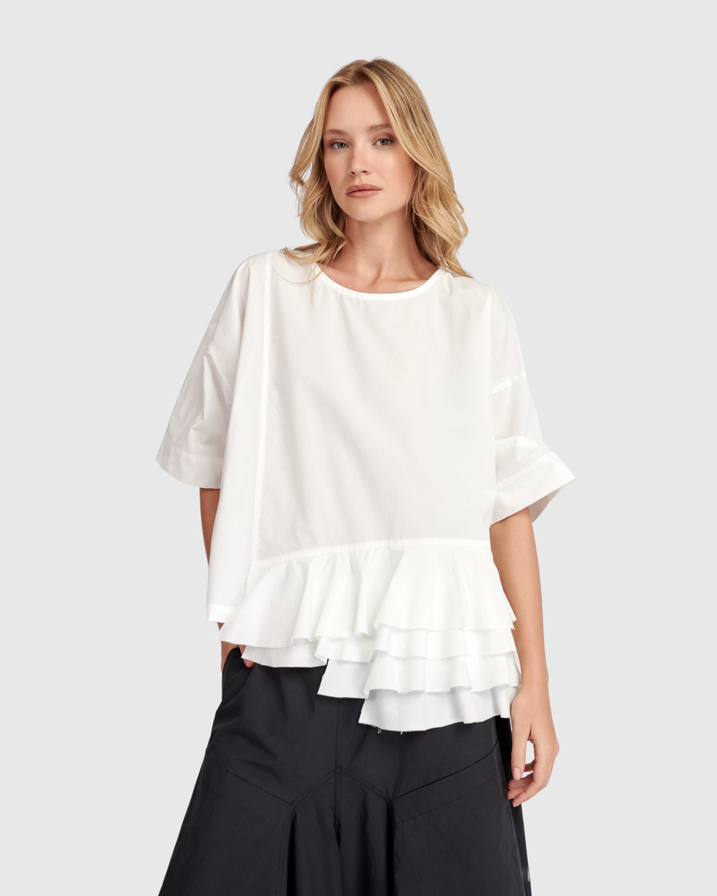 Urban By Alembika Match Ruffled Top - White - Sizes: M