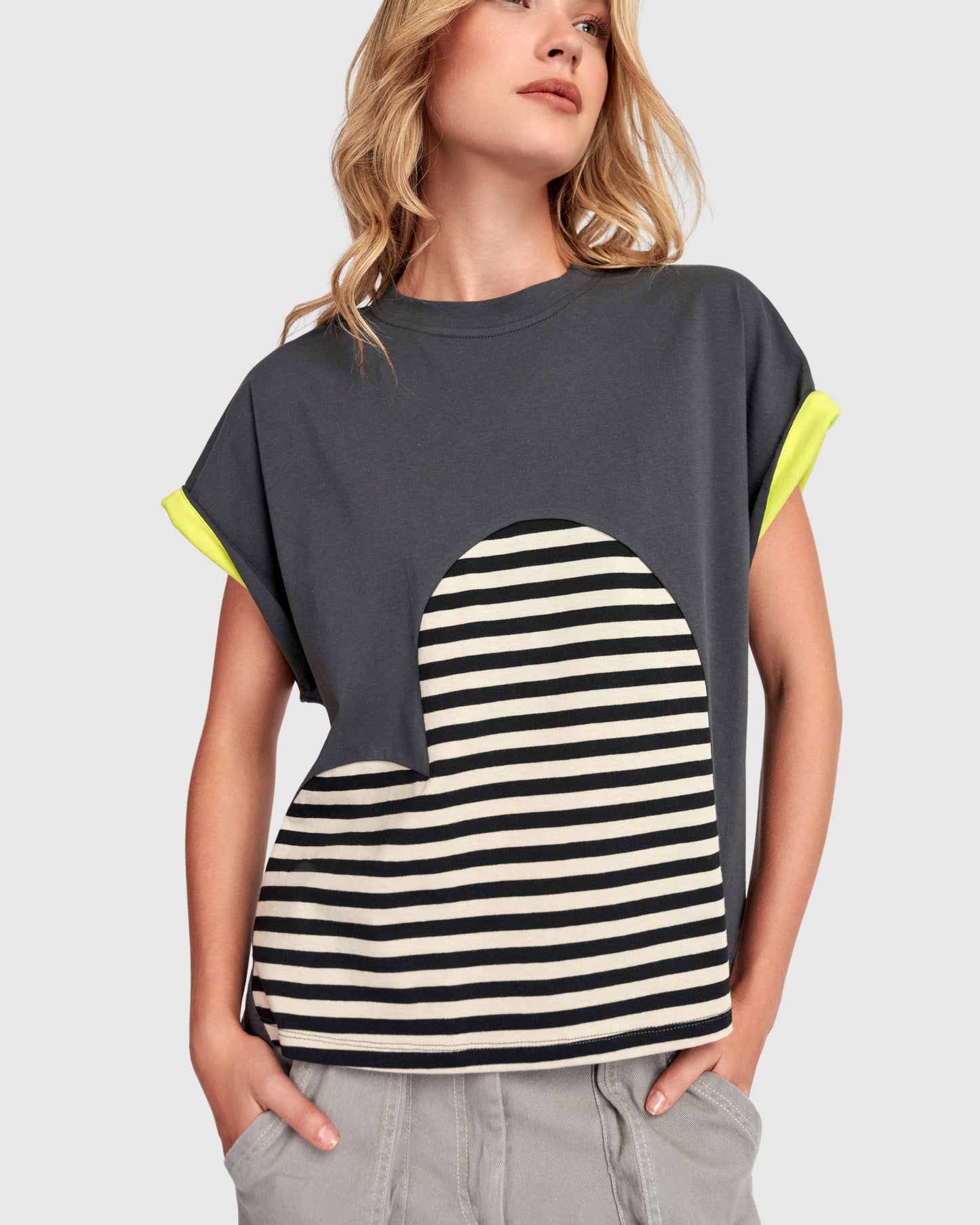Urban by Alembika Relaxed Stripe Heart Tee - Mix -Sizes: S L