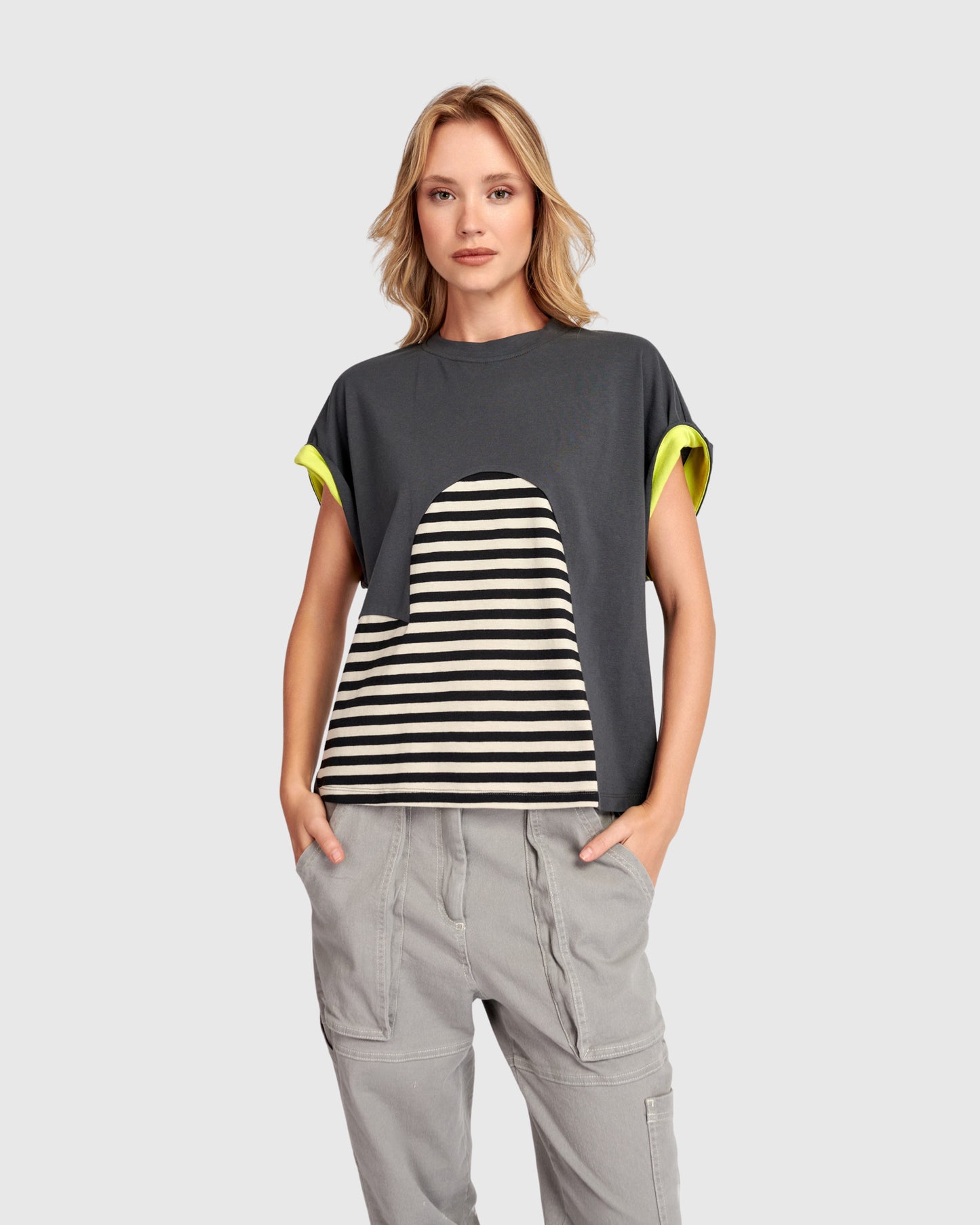 Urban by Alembika Relaxed Stripe Heart Tee - Mix -Sizes: S L