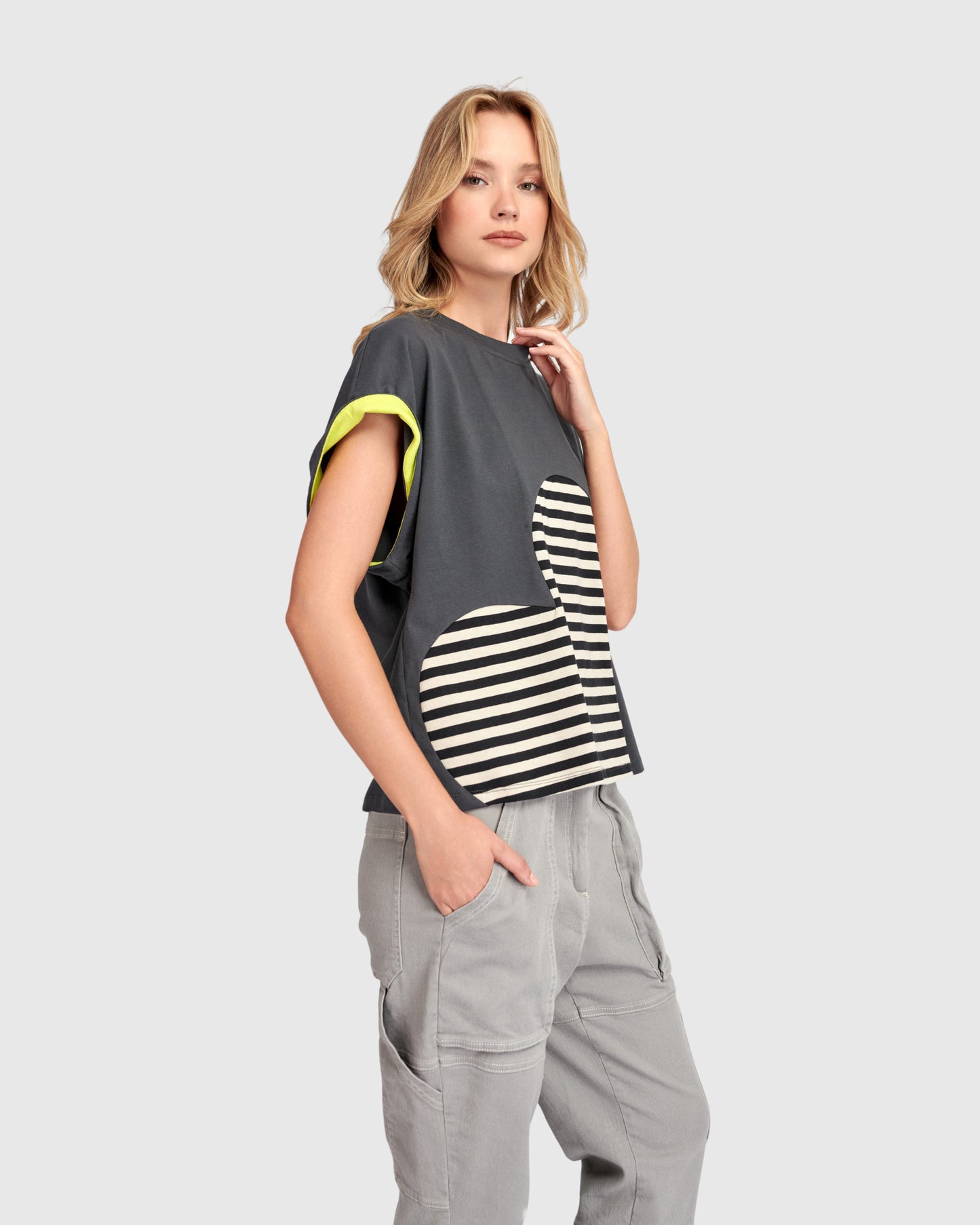 Urban by Alembika Relaxed Stripe Heart Tee - Mix -Sizes: S L