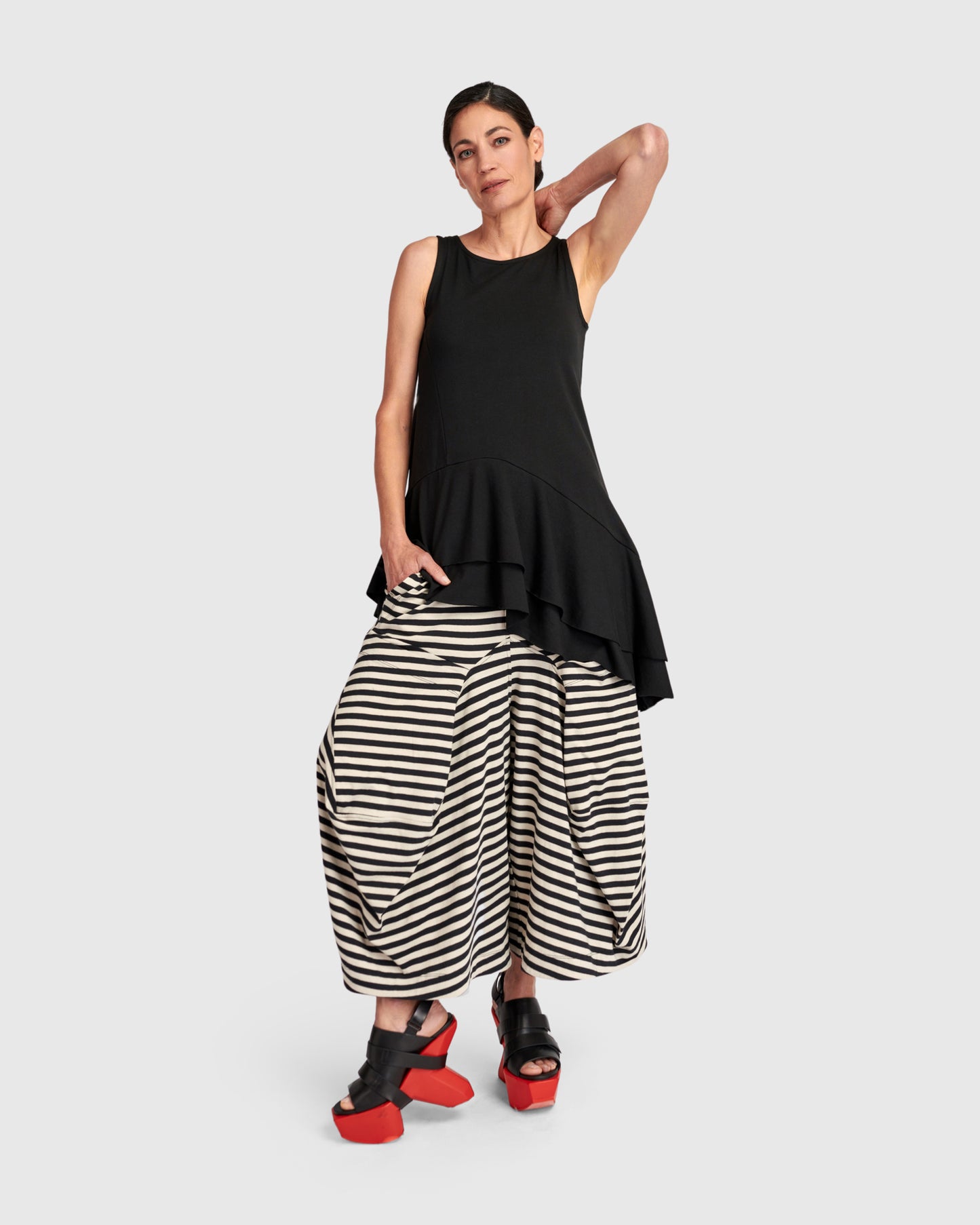 Urban Staple Ruffle Tank- Black - Sizes: 8(0) 12(2) 14(3)