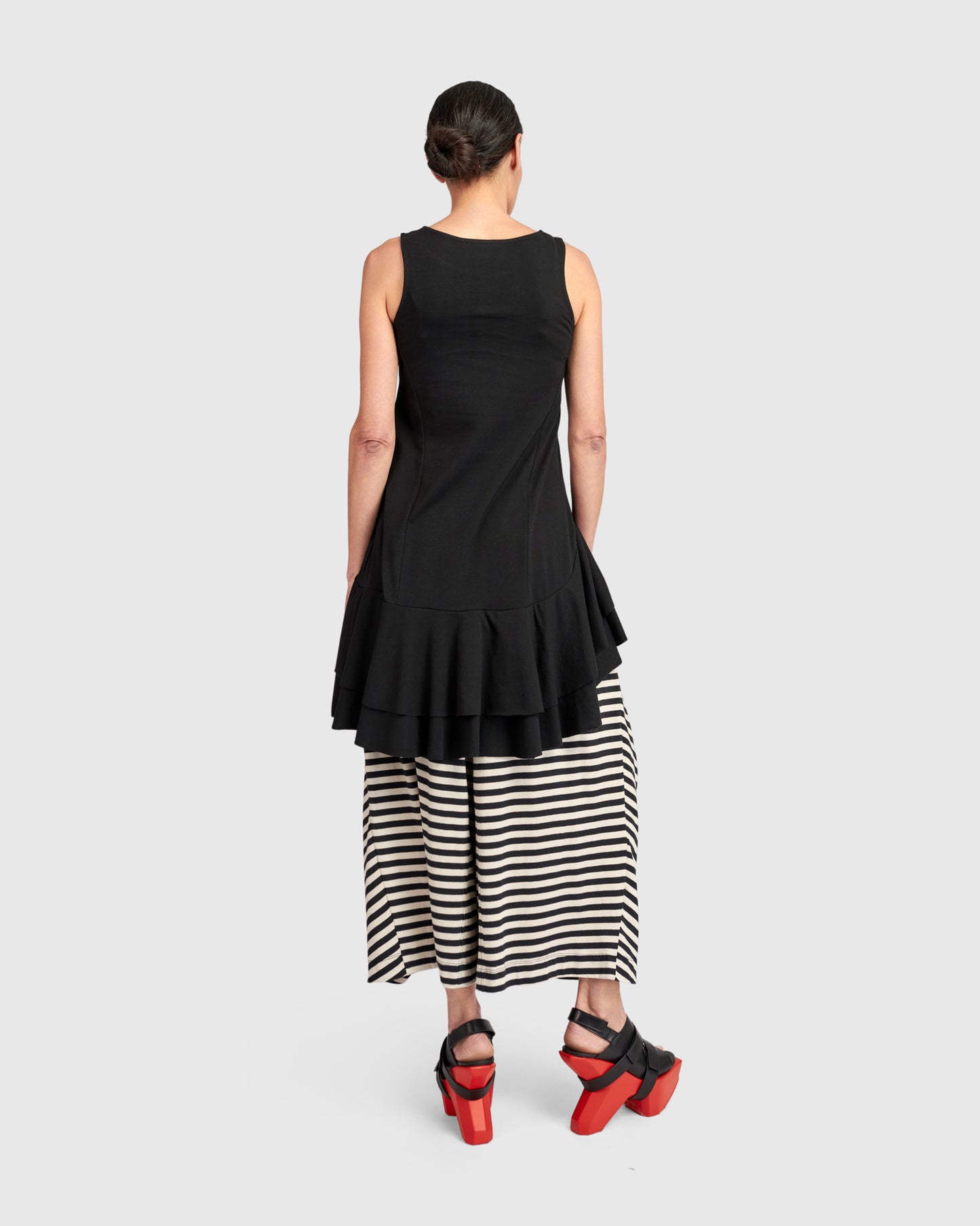 Urban Staple Ruffle Tank- Black - Sizes: 8(0) 12(2) 14(3)