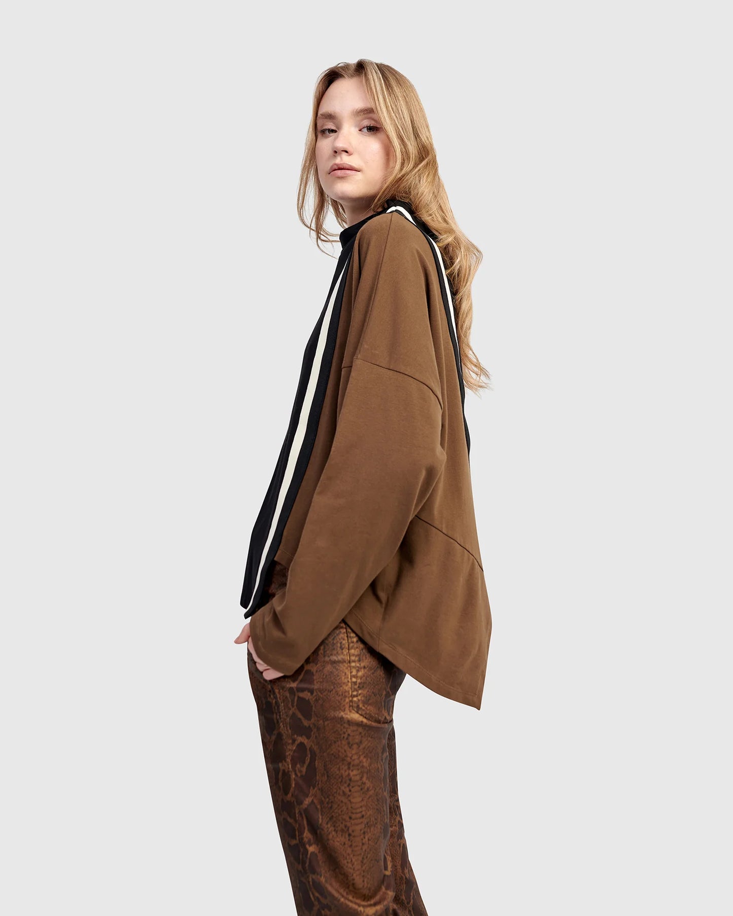 Urban By Alembika Urban Trackside Popover Top - Black/Khaki Mix - Sizes: L XL