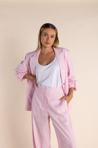 Two T's Blazer with Tab Sleeves - Pink - Sizes: 8