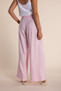 Two T's    Linen Blend Wide Leg Pant  -  Pink Rose   -   Sizes:   14