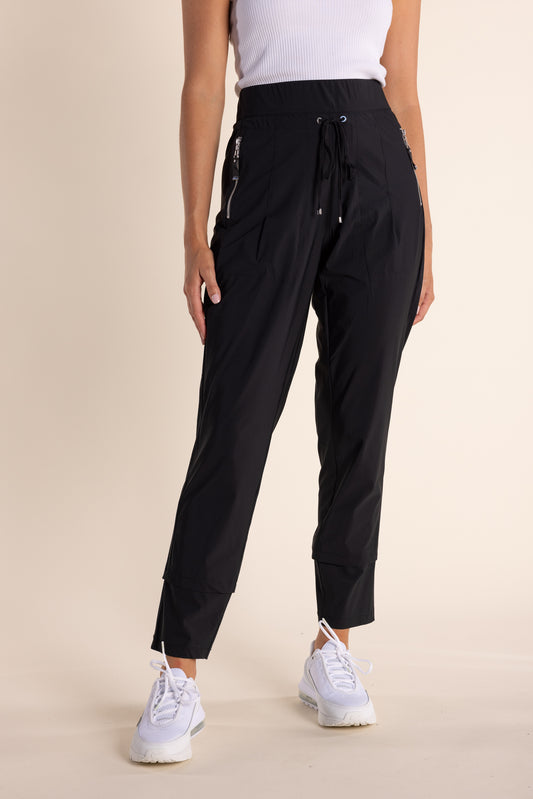 SALE  Two T's    Silky Panelled Pant with Zips  -   Black   -    Size: 18