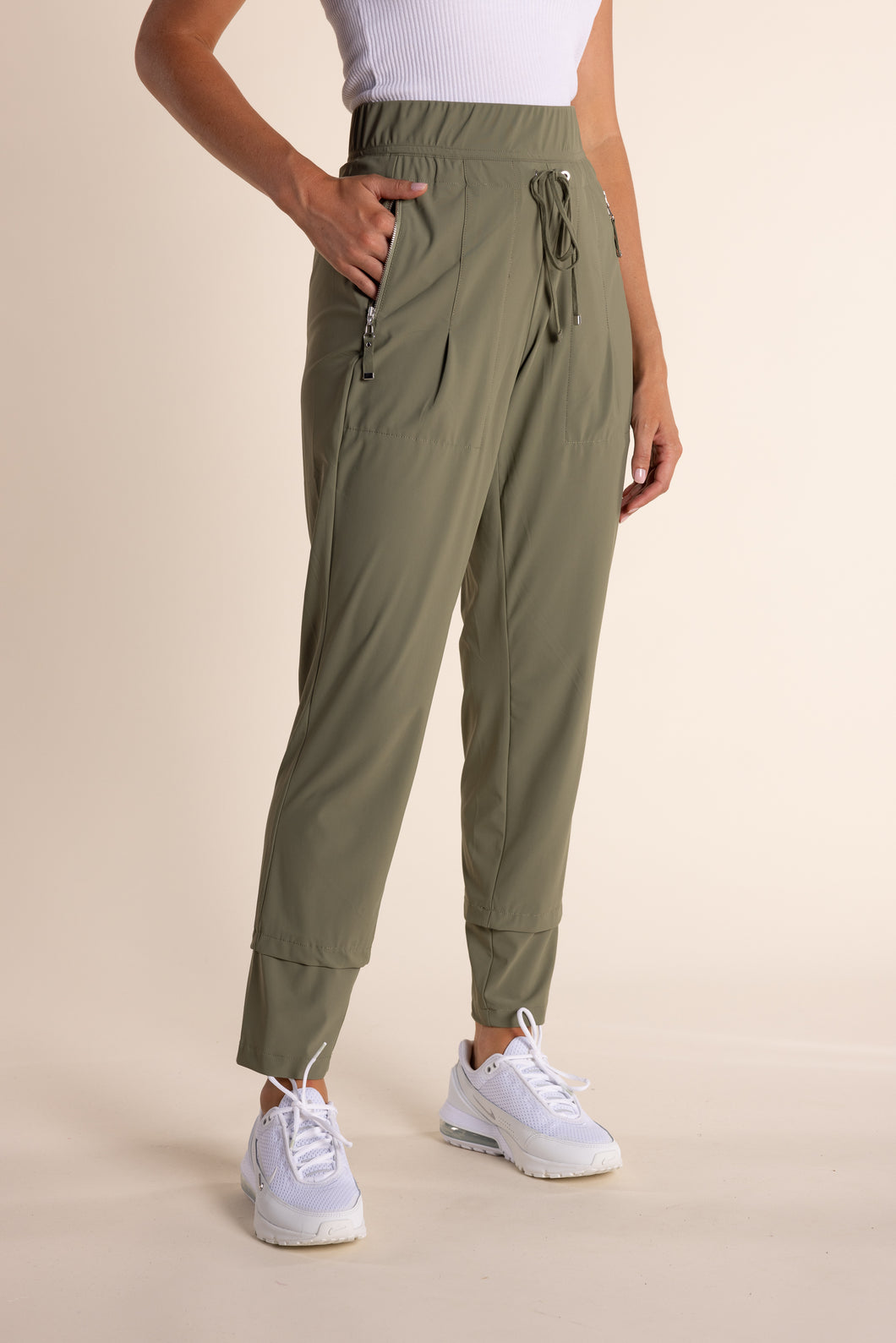 Two T's    Silky Panelled Pant     Khaki    -    Sizes: 16