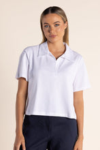 Load image into Gallery viewer, Two-T&#39;s    Crop Polo Tee   White  -   Size:  14