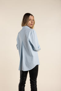 Two T's  Ice Blue Striped Shirt  -  Sizes: 10  12  14