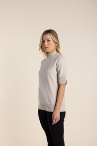 Two T's   Mock Turtle Neck   Natural  -   Sizes: XS M L XL