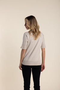 Two T's   Mock Turtle Neck   Natural  -   Sizes: XS M L XL