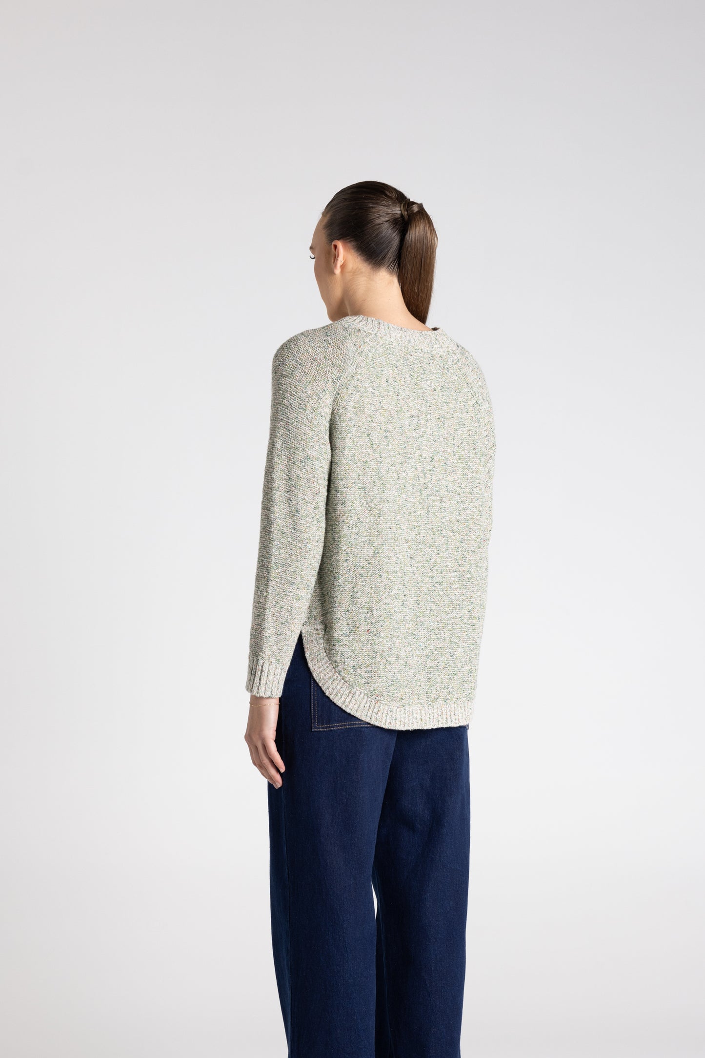 Two - T's Scoop Hem Crew Neck Jumper - Pistachio Mix - Sizes:  L XL