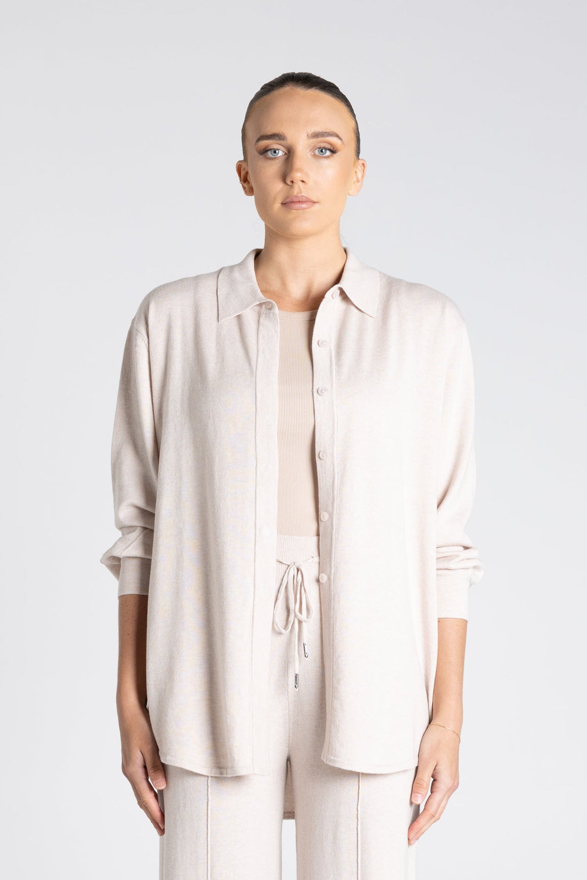Two - T's Knit Shirt - Oat - Sizes: XS S M L