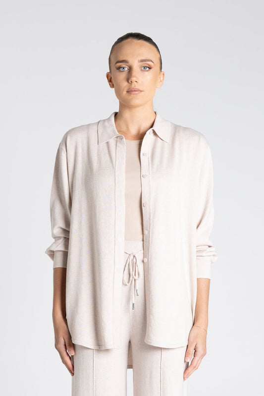 Two - T's Knit Shirt - Oat - Sizes: XS S M L