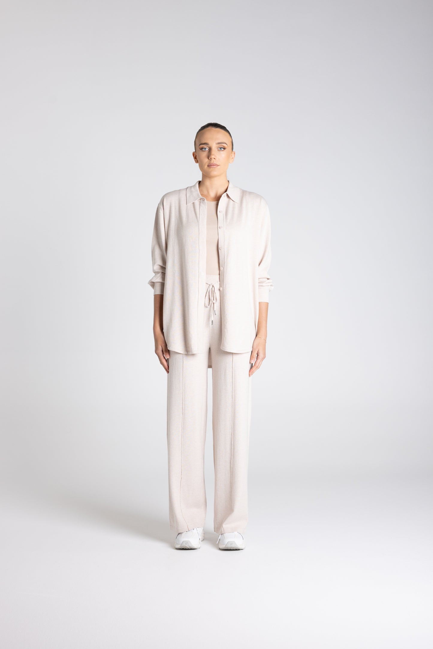 Two - T's Knit Shirt - Oat - Sizes: XS S M L