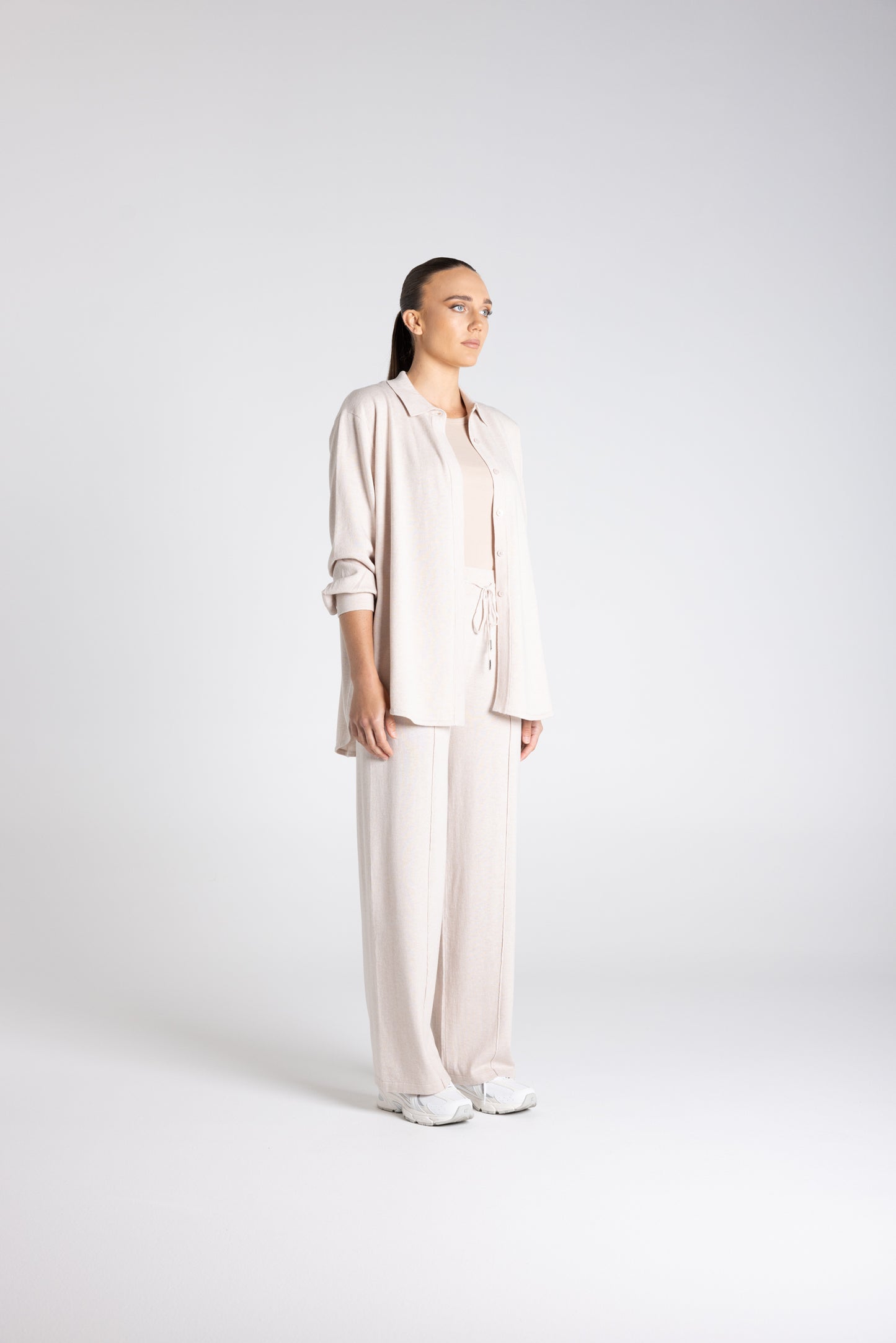 Two - T's Knit Shirt - Oat - Sizes: XS S M L