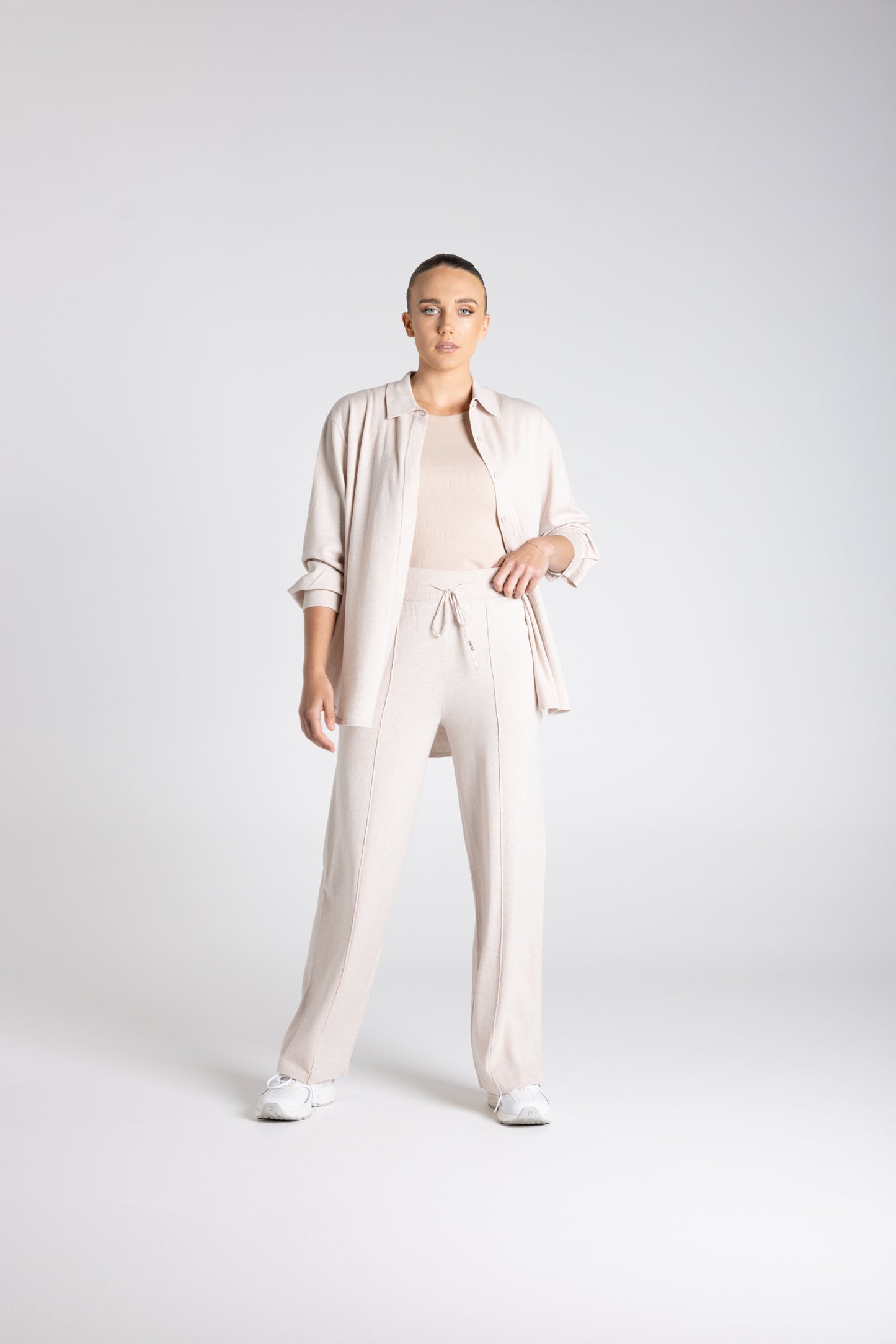 Two - T's Knit Shirt - Oat - Sizes: XS S M L
