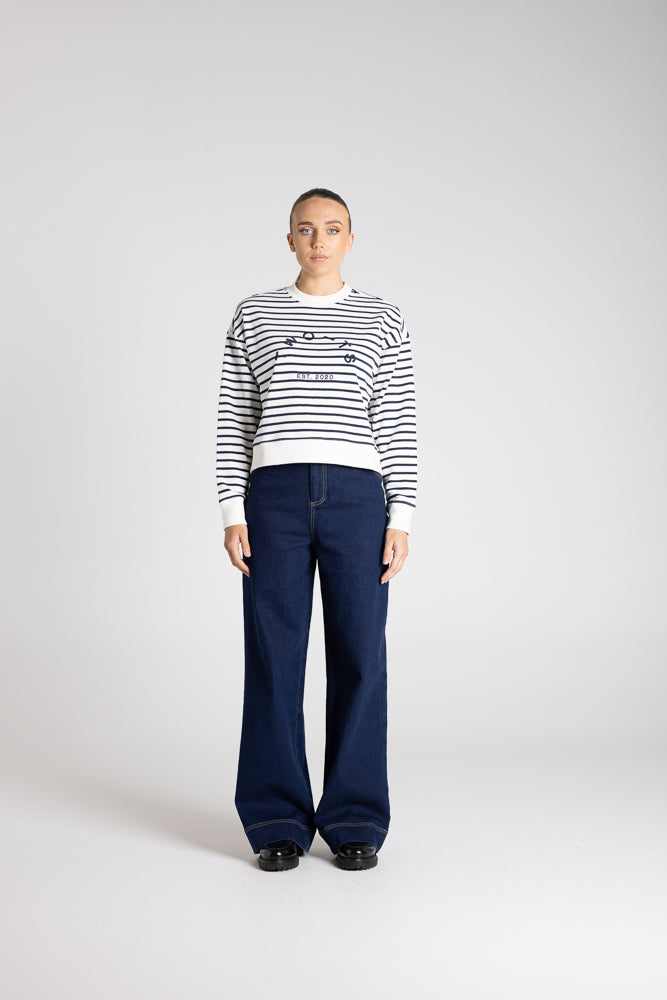 Two - T's Logo Sweatshirt - Ink/White Stripe - Sizes: 8 10 12 14