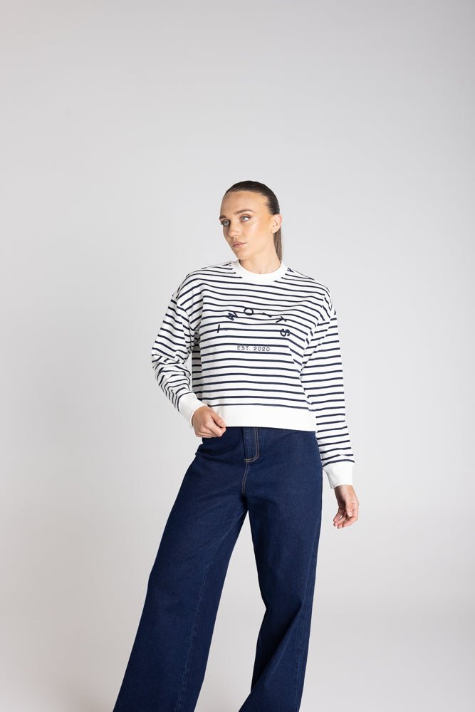 Two - T's Logo Sweatshirt - Ink/White Stripe - Sizes: 8 10 12 14