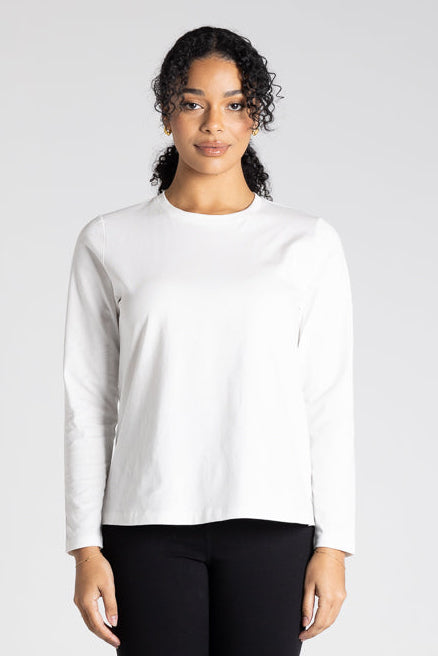 Two - T's Crew Neck Long Sleeve Top - White - Sizes: 10 12 14 16