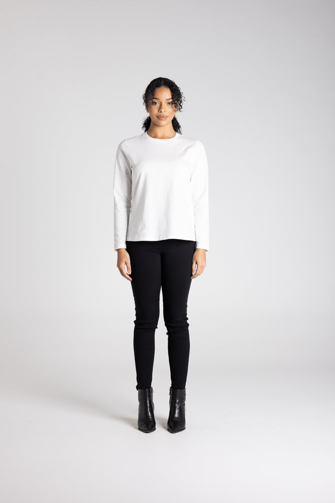 Two - T's Crew Neck Long Sleeve Top - White - Sizes: 10 12 14 16