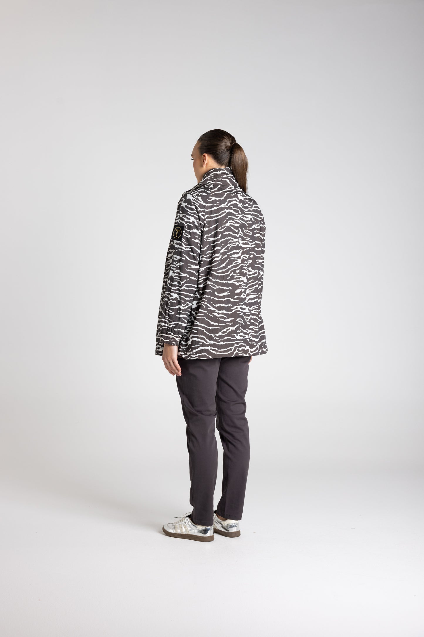Two-T's Zebra Print Spray Jacket -Slate/Ivory - Sizes: 10 12 14 16