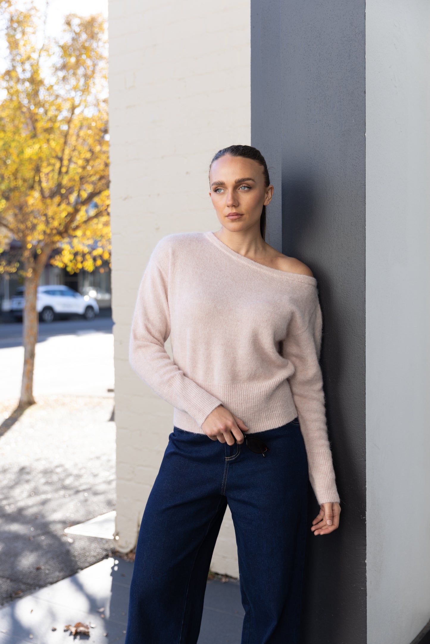 Two - T's Off Shoulder Fluffy Knit - Pink - Sizes: S M L