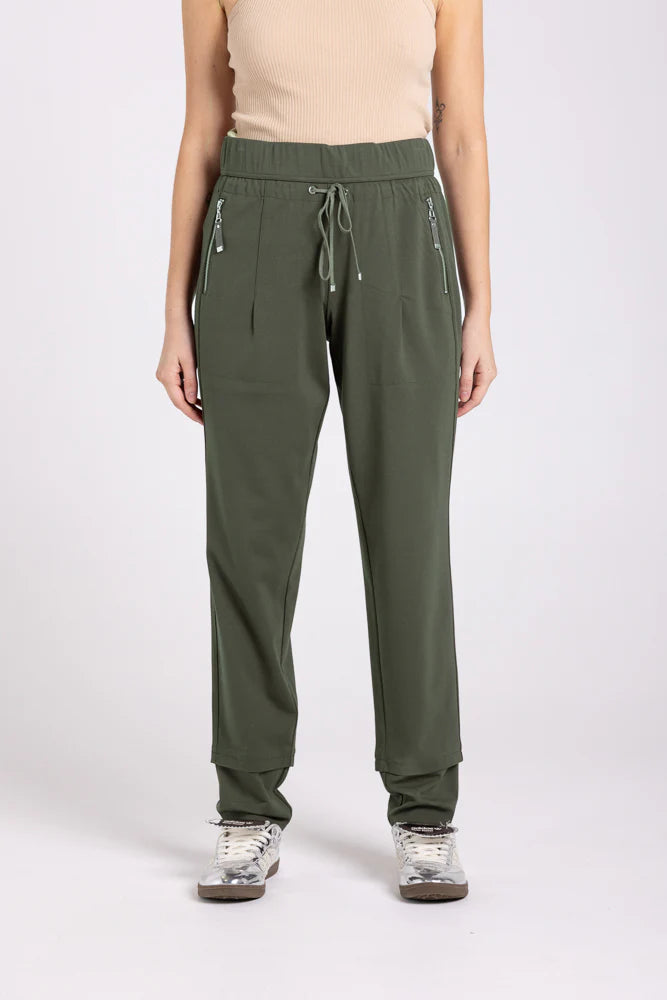 Two - T's Ponti Panelled Pants - Khaki - Sizes: 10 12 14 16