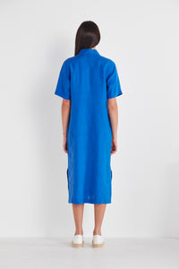 Verge "Treasury" Cobalt Linen Dress - Sizes:  L