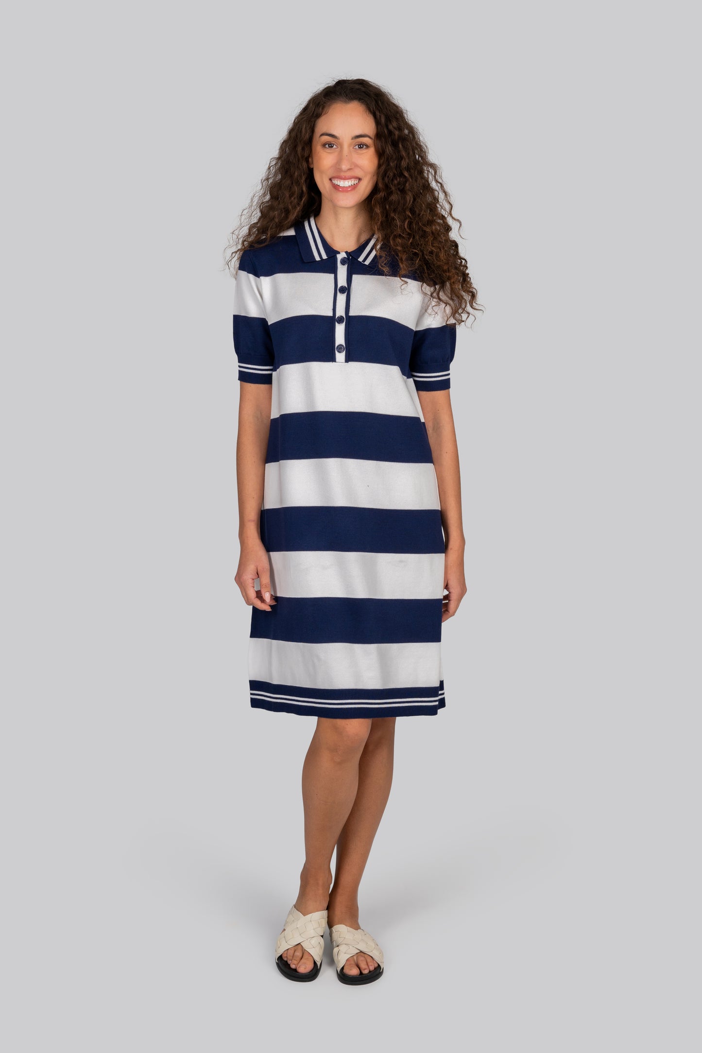 SALE Kaleido Navy + White Stripe Polo Dress- Sizes: XL