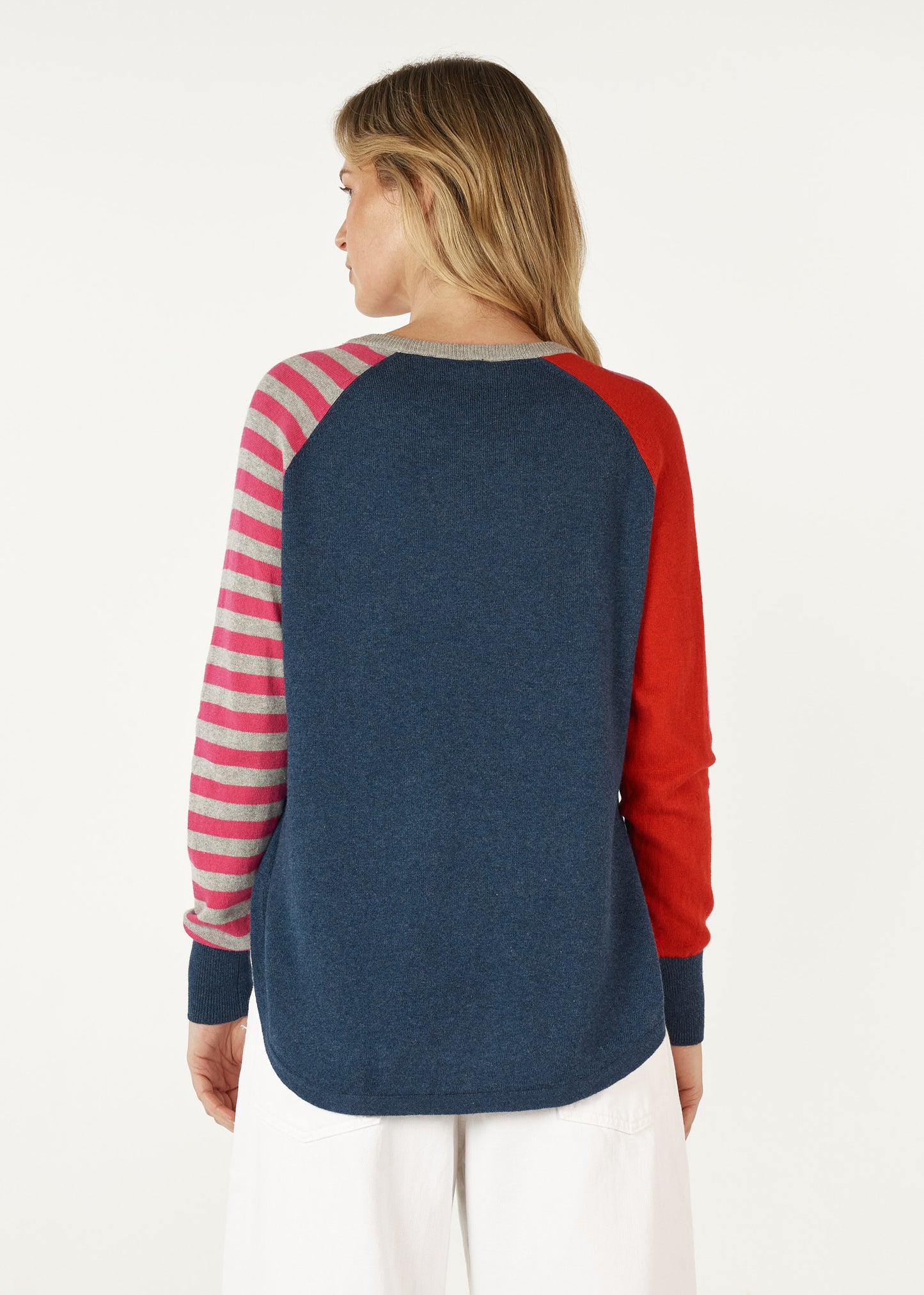 Zaket & Plover   Spot & Stripe Crew Knit - Denim Colour -  Sizes:   S