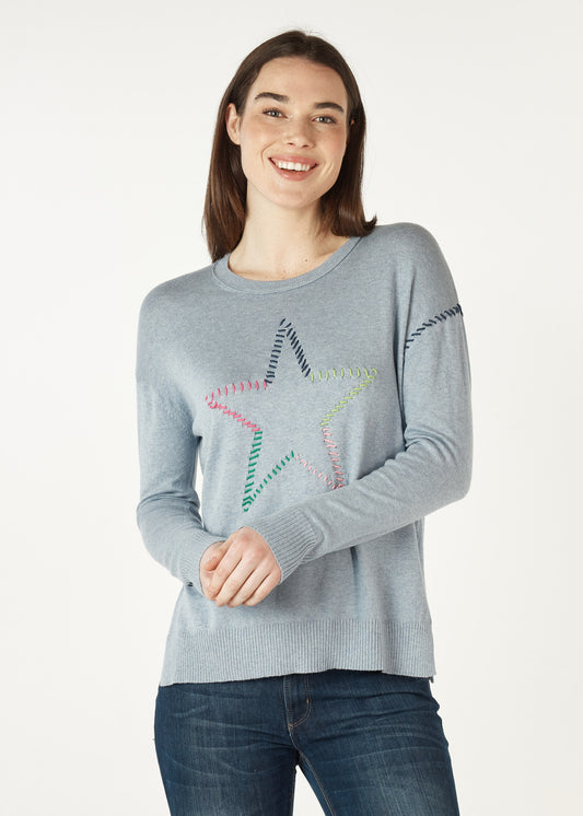 Zaket & Plover Super Star Jumper - Chambray Colour - Sizes: XS S M L XL