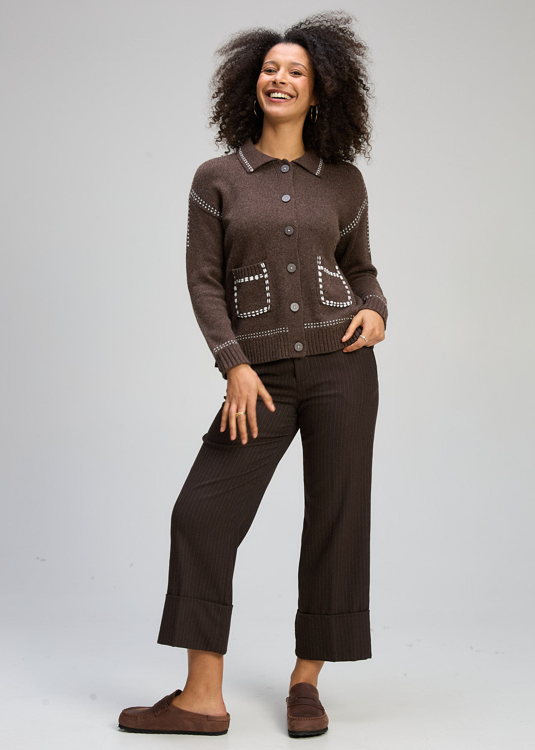 Zaket & Plover "Tailored Cardi" - Cocoa - Sizes: S M L XL