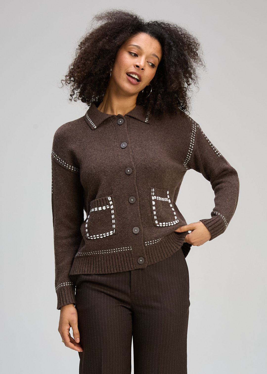 Zaket & Plover "Tailored Cardi" - Cocoa - Sizes: S M L XL